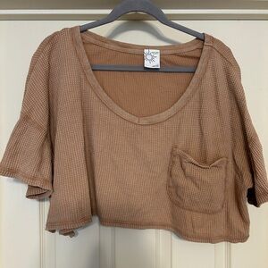 Aerie Brown Boxy Crop T-Shirt